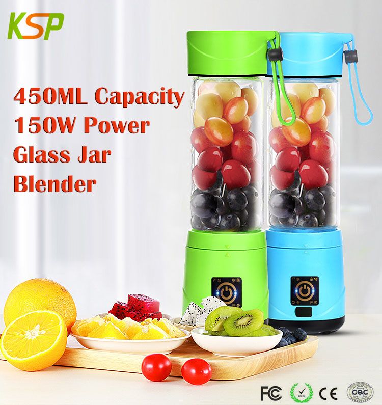 Shaker Juicer Cup 450ml 2 in 1 Automatic Mini Portable USB Rechargeable Electric Fruit Glass Juicer