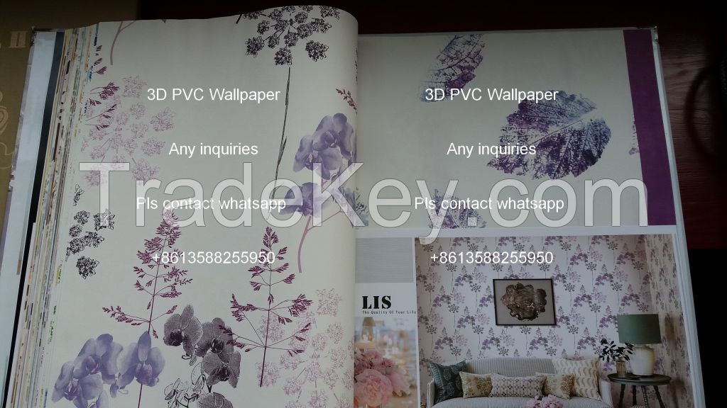 Water color leaf PVC wallpaper