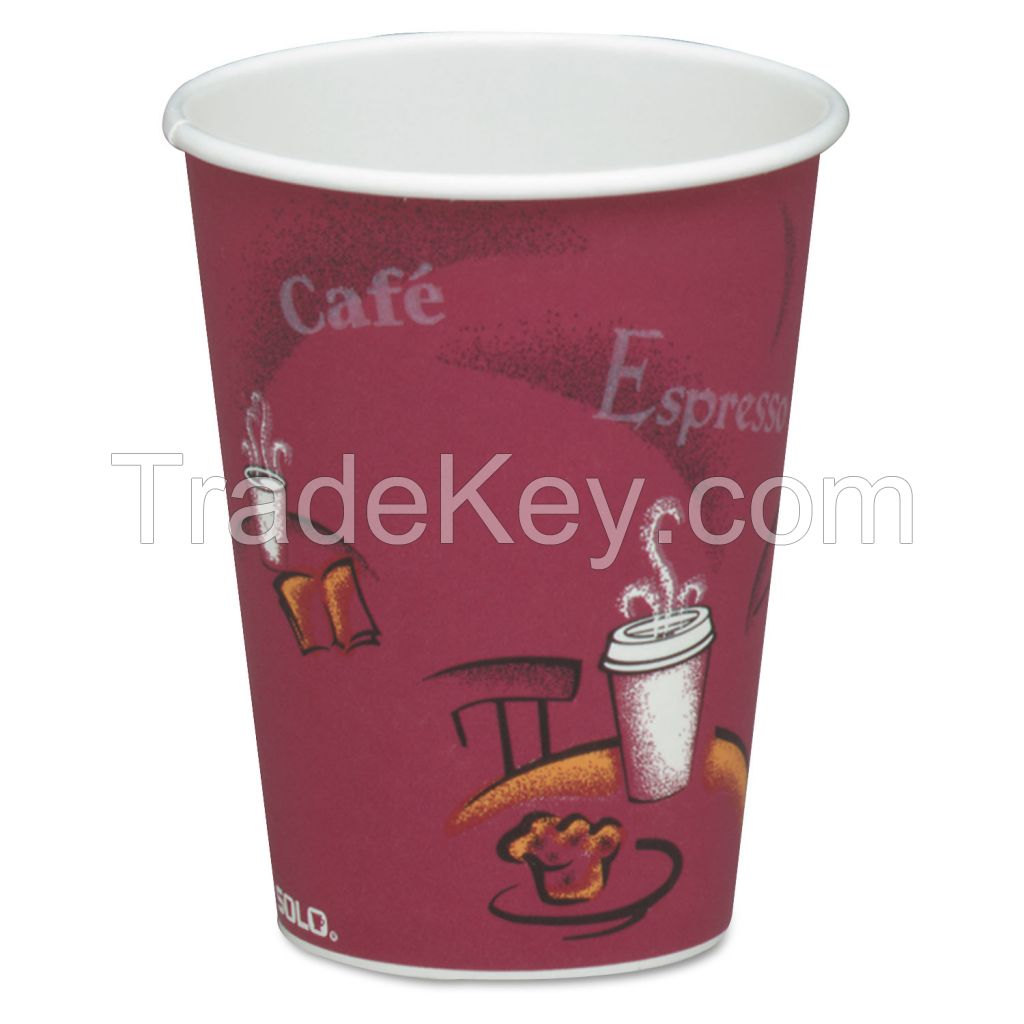 Bistro Design Hot Drink Cups, Paper, 8oz, Maroon, 50/bag, 20 Bags/carton