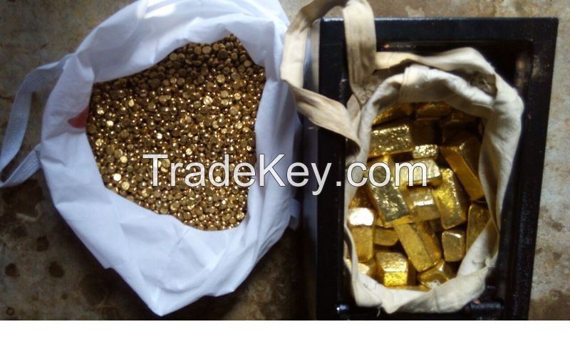 gold bars, nuggets , gold dust