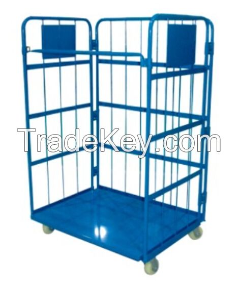 Powder plated folding transport wire roll container trolley