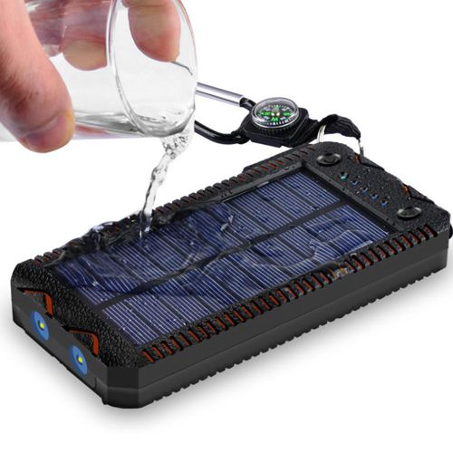 Cigarette lighter Solar Waterproof Portable Power Bank Battery Charger for iPhone, iPad, Samsung, other Android mobile phones, Kindles