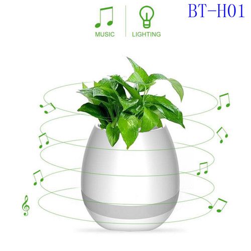 Smart LED Wireless Bluetooth Speaker Music Flower Pot Touch Plant Speaker Wireless Smart Lounspeaker for Anxiety Stress Relief Gift