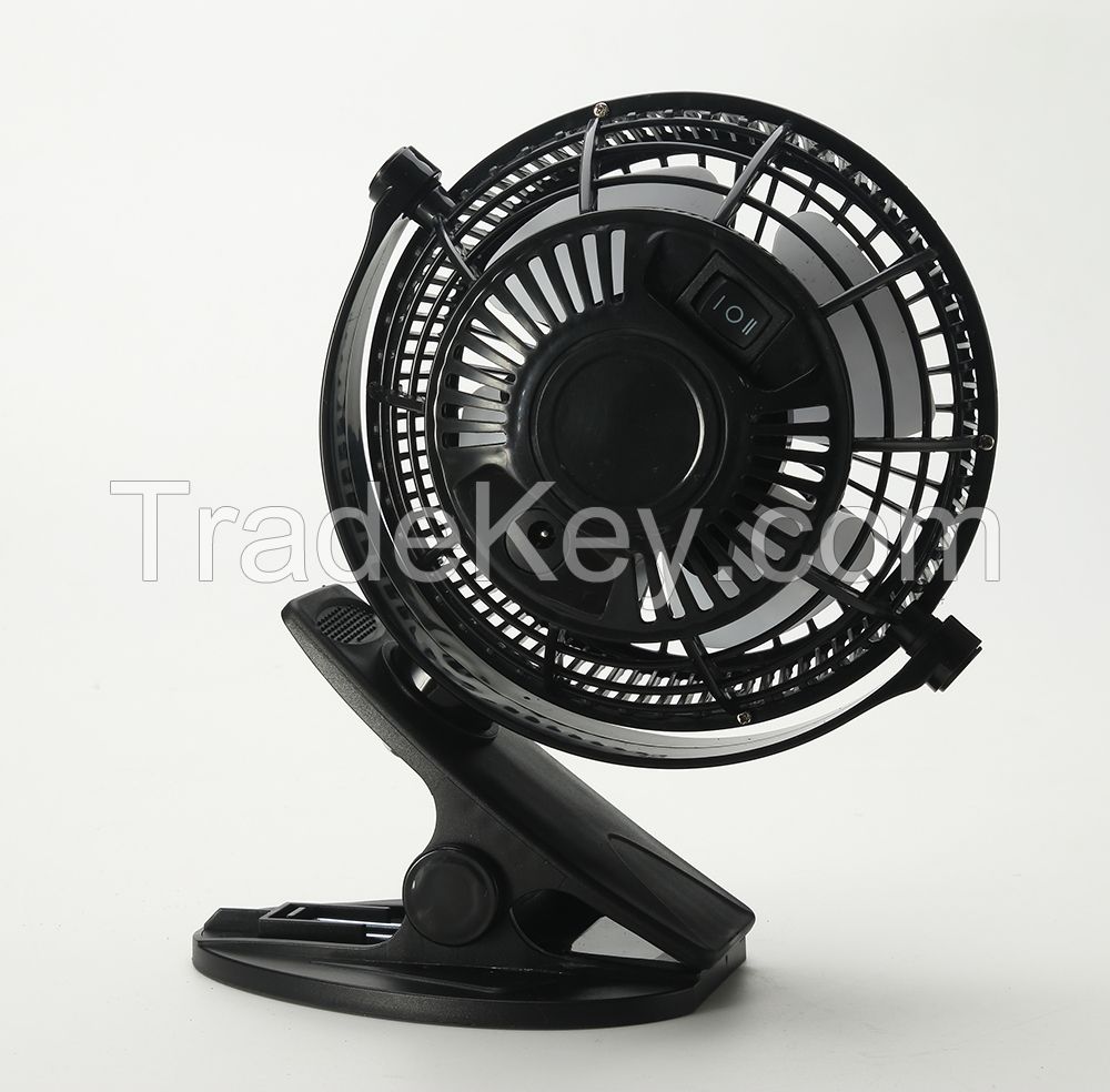 5" Air Cooling DC 5V Powered Small Desk Electric Fan, 5 Inch Plastic Table AIr Cooler Mini USB Clip on Fan