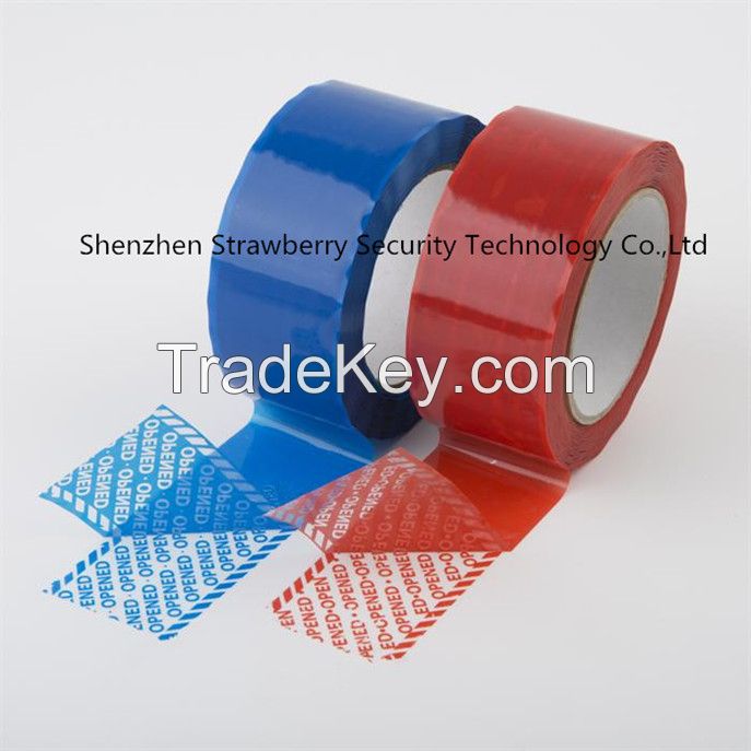 custom printed security tape with released text void open