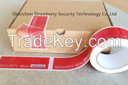 perfored tamper evident security tape with serial number