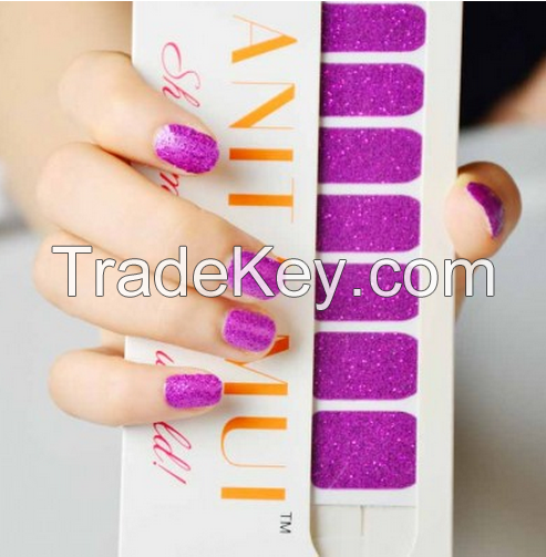Wholese purple nail art sticker shining nail wrap manufacturer