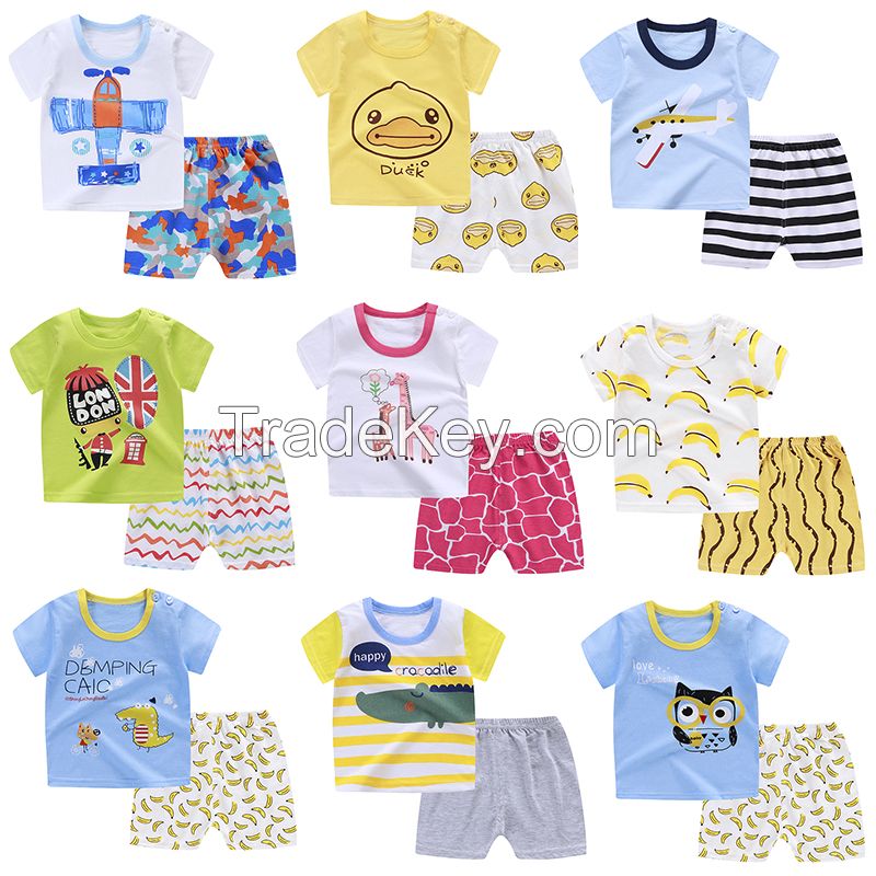 High Quality Short-Sleeve 5Pieces Baby Bodysuit Set Import Baby Clothes