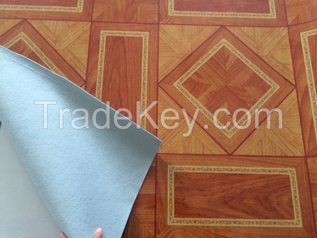 high quality PVC linoleum flooring roll with white or red felt backing