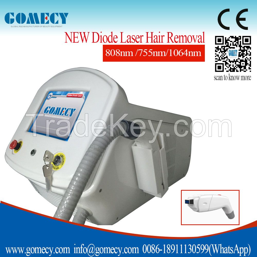 Painless portable 755/808/1064nm didoe laser permanent hair removal machine
