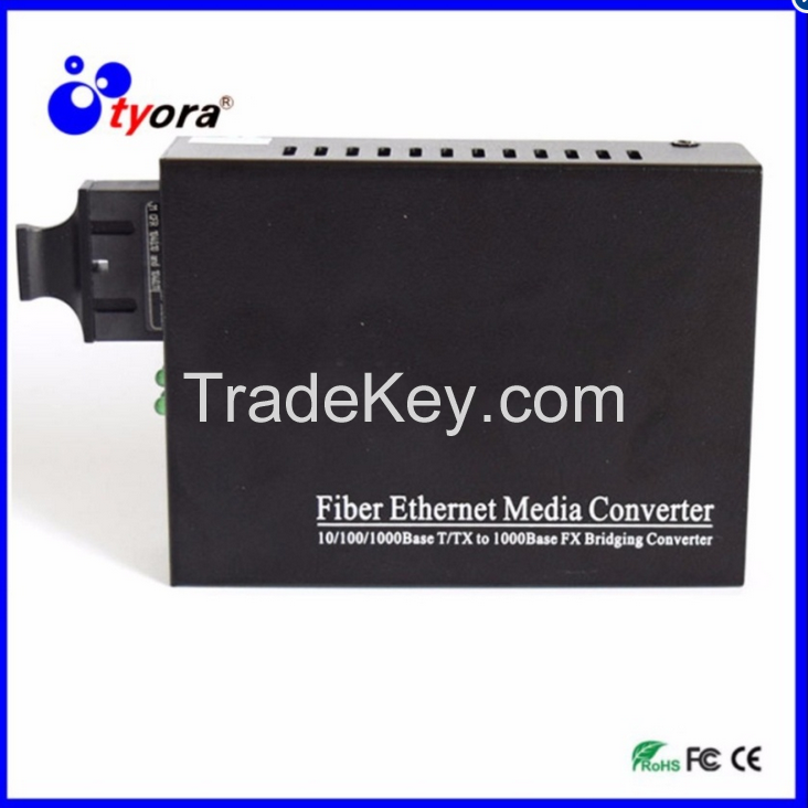 1 piece 10/100/1000M  Fiber Optic Media Converters   single mode dual fiber SC port