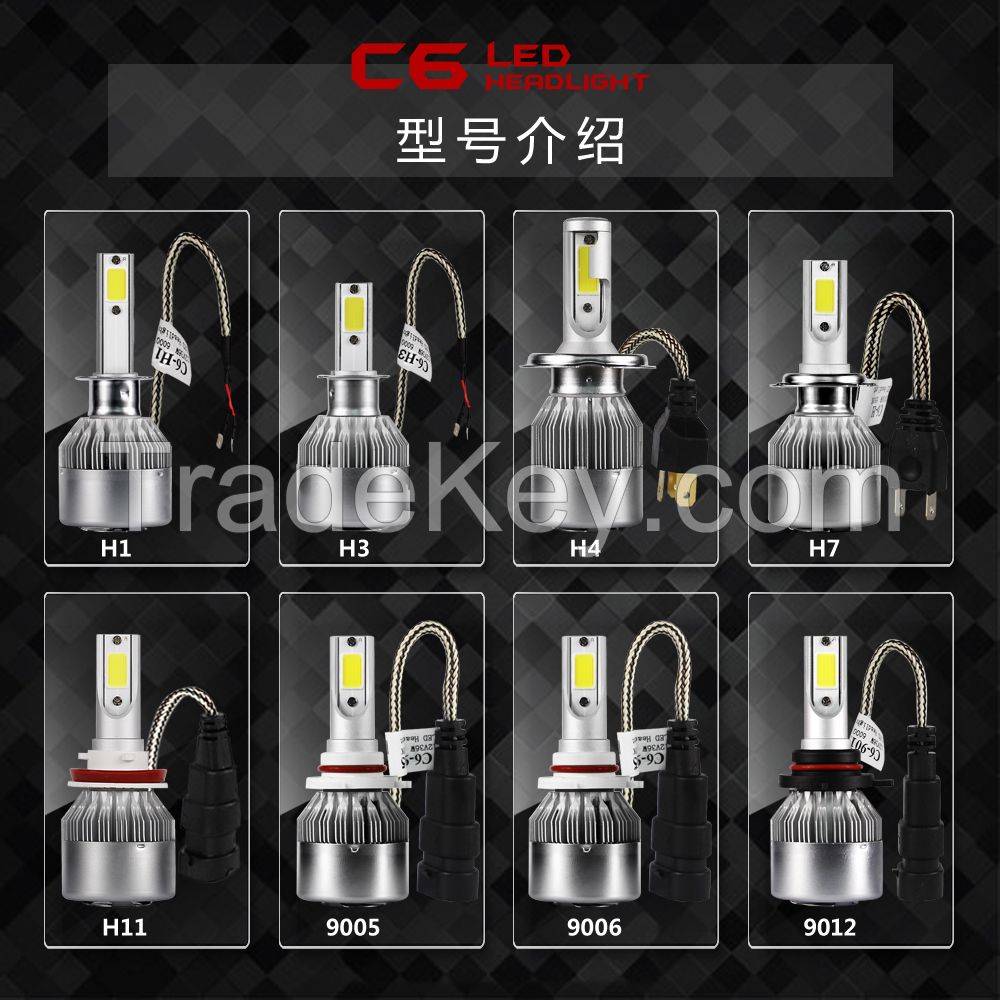 Auto parts car LED headlight bulb C6 LED headlight car LED light 36W 3800LM