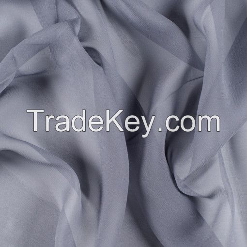 100% Mulberry Silk Fabric In Dark Silver