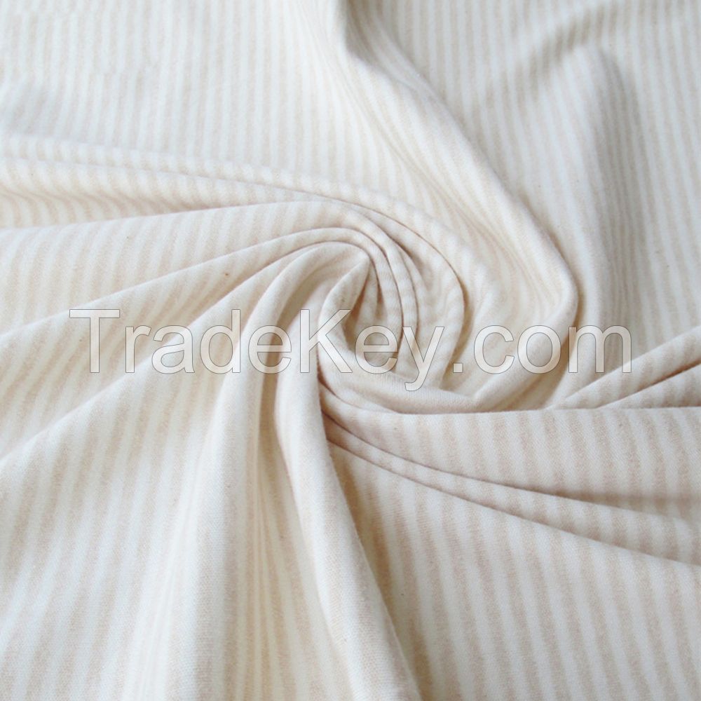 Organic Cotton Fabric  With Narrow Yellow Stripe