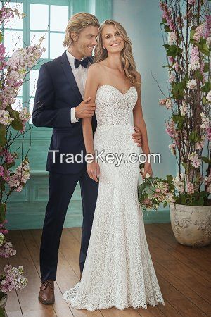 2017 Latest design gorgeous bridal gown with  delicate spaghetti straps