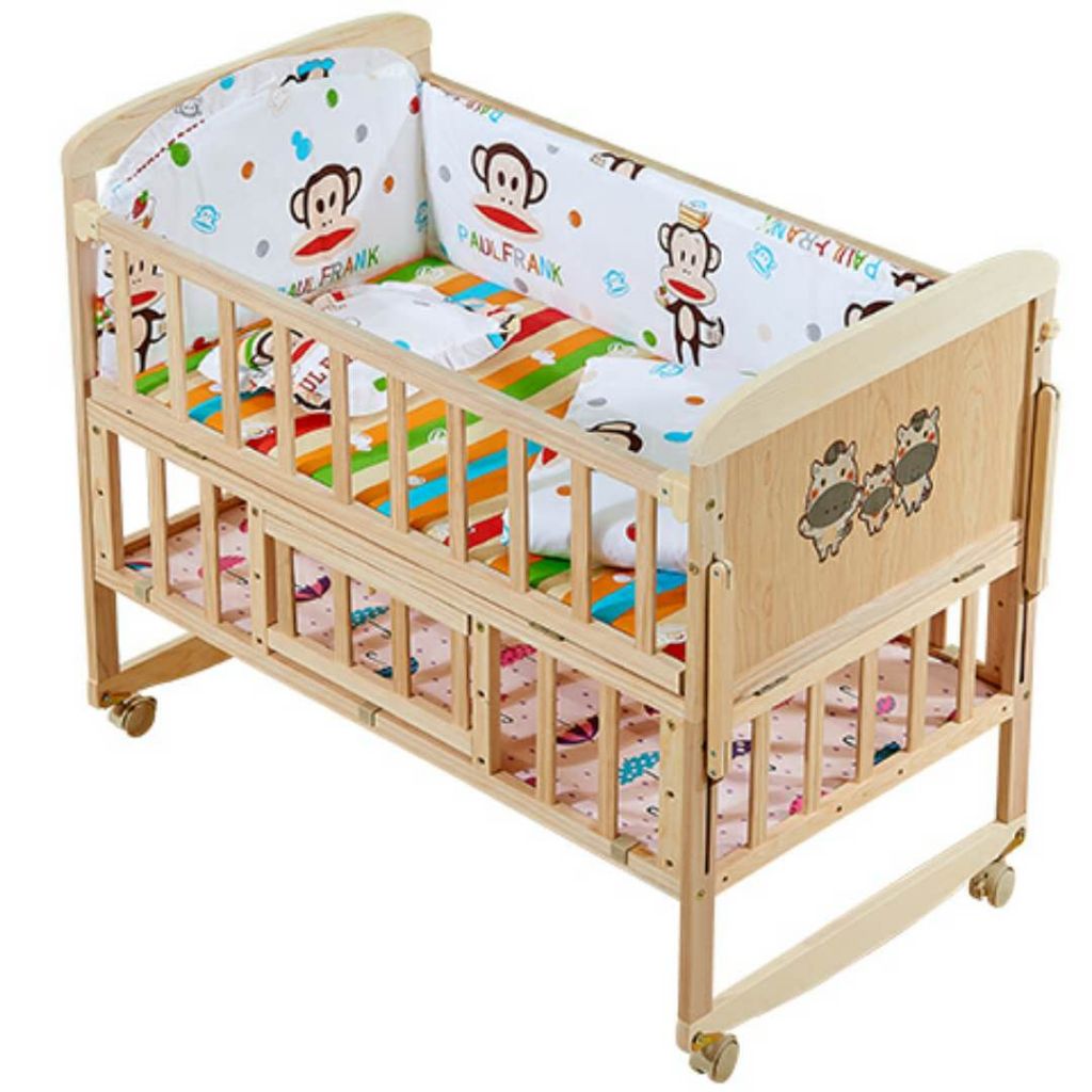 healthy safety Solid Wood Baby Bed Baby Crib Baby Cot