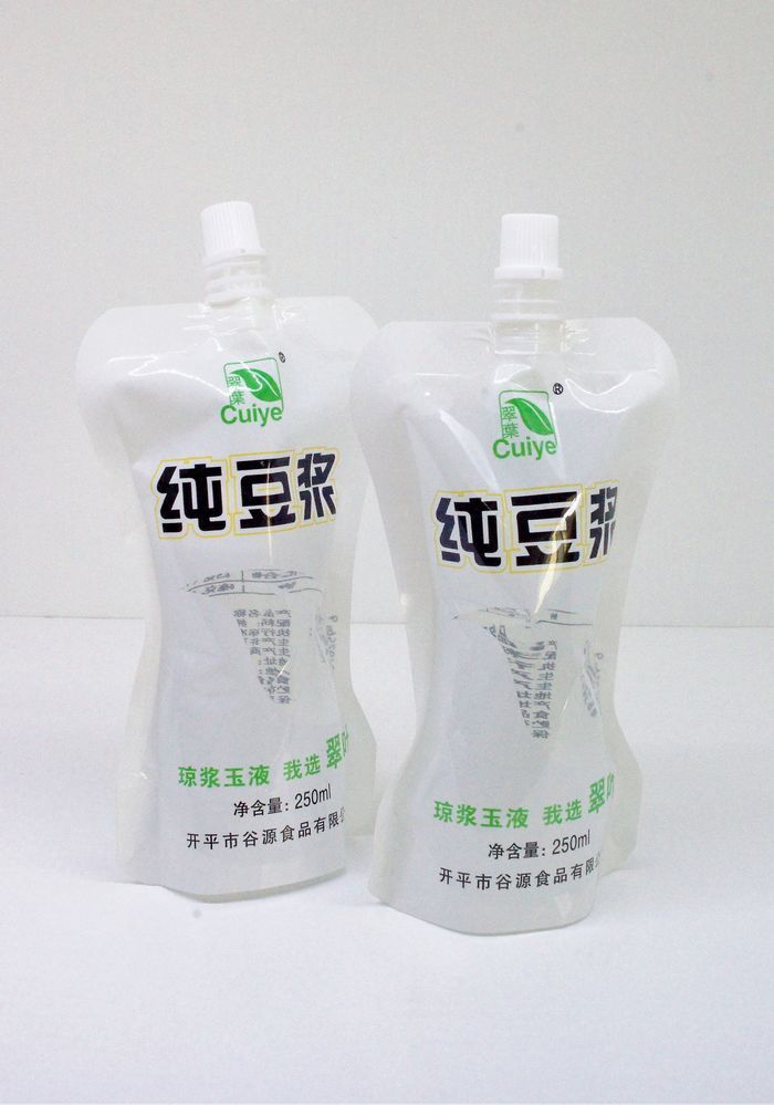 Bean juice, soybean milk, coconut milk packaging custom-shaped doy pack