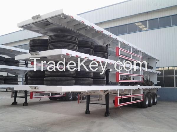 high quality Truck trailer 3 axle 60 Ton flatbed container semi trailer low price