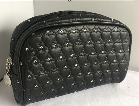 quilted PVC cosmetic bag with sequin