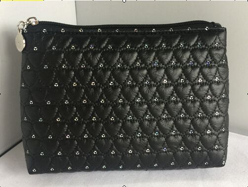 quilted PVC cosmetic bag with sequin