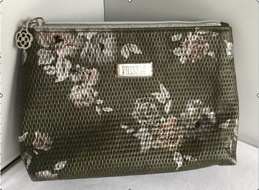 debossed PU cosmetic bag with foil printing in floral