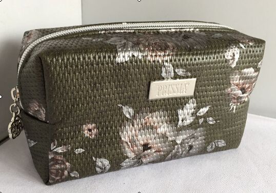 debossed PU cosmetic bag with foil printing in floral