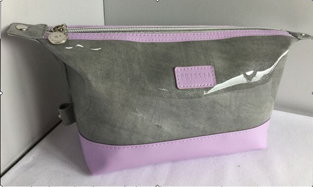 grey and purple mirror PU joint cosmetic bag