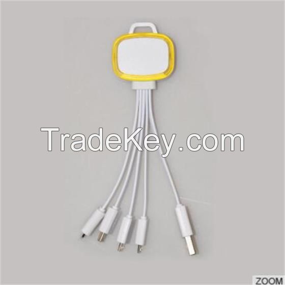 Portable 4 in 1 LED Phone Charging Cable, USB Cable with Custom Colors