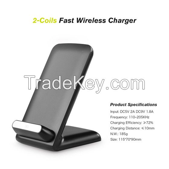 FC31 Unique Design Newest Model 2 Coils Foldable Qi Fast Wireless Charger Wireless Charging Stand