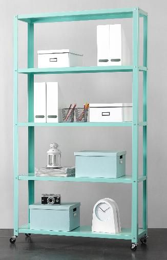 5-Tier Rolling Metal Bookcase, Multiple Colors