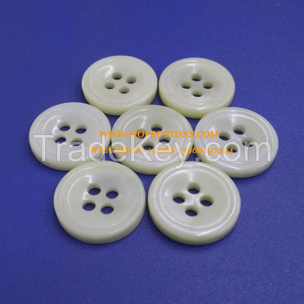 Customized Bowl Type 4 Holes 3mm Thick 18L White Shirt Shell Buttons Made in China MOPBUTTONS