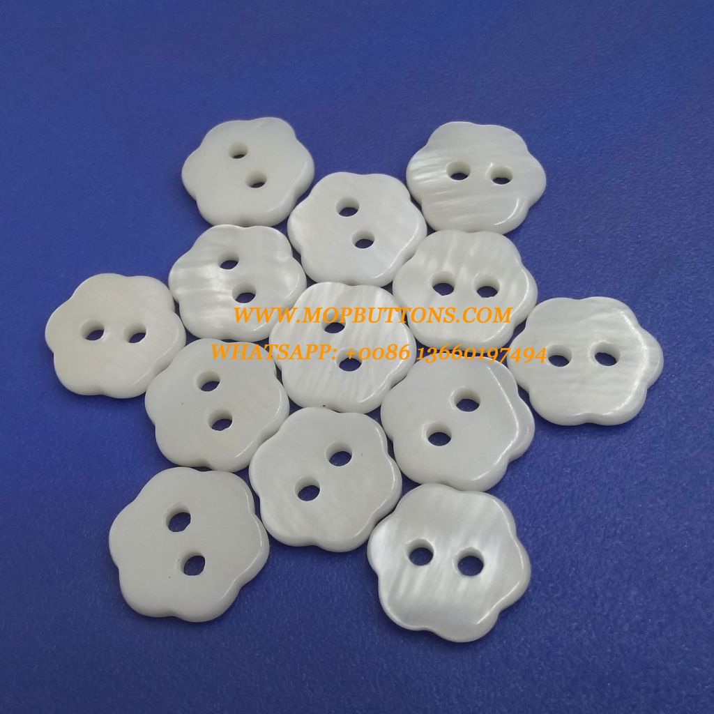 Hexagon Shape Custom Design Natural White Chinese River Pearl Buttons Made by MOPBUTTONS