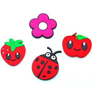 Custom soft pvc 3d cute cartoon animal flower food smiling face round fridge magnet for home