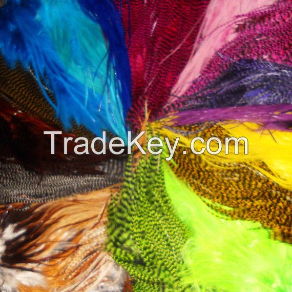 Feathers for hair extensions, Feather hair extensions, 25 feather lot, long grizzly loose feathers 8 to 10 inches with 8 crimp beads