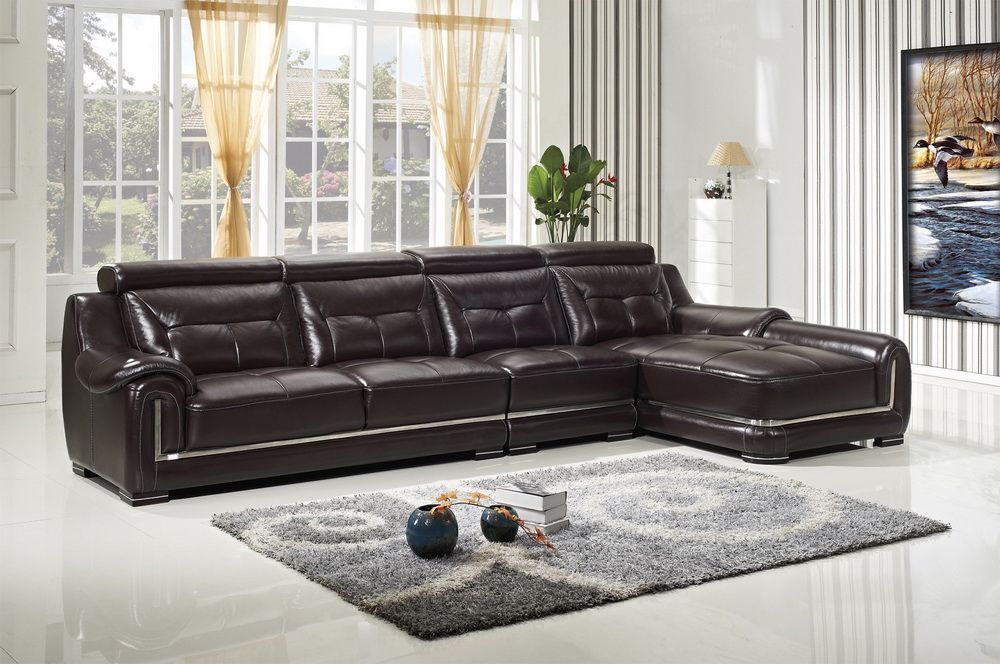 Living Room Leather Sofa Set Brown and Black