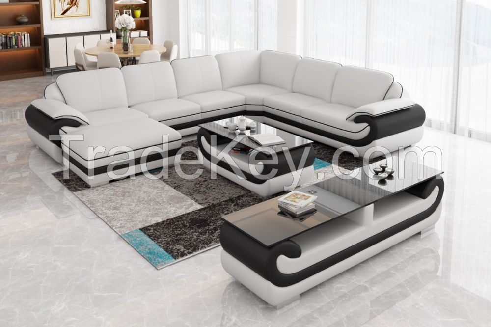 Living Room Furniture Corner Leather Modern Sofa