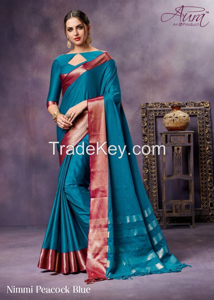 Indian Ethnic Pure Silk Cotton Designer Party Wear Saree