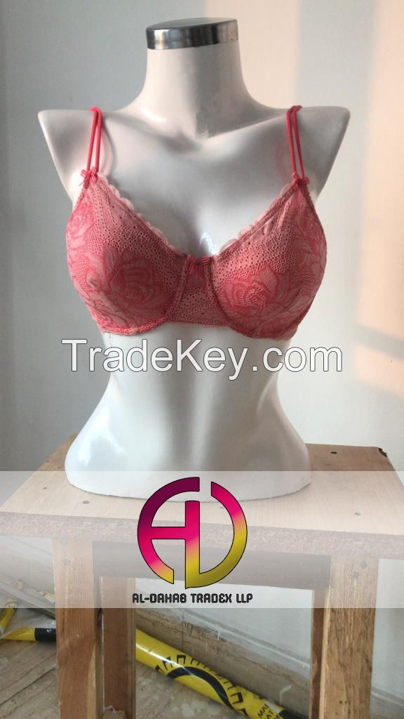Red Embroidered Bra Breathable Cup