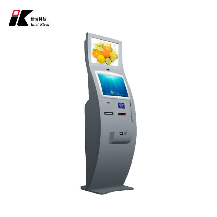 Dual screen cash payment machine coin kiosk with cash acceptor and coin acceptor