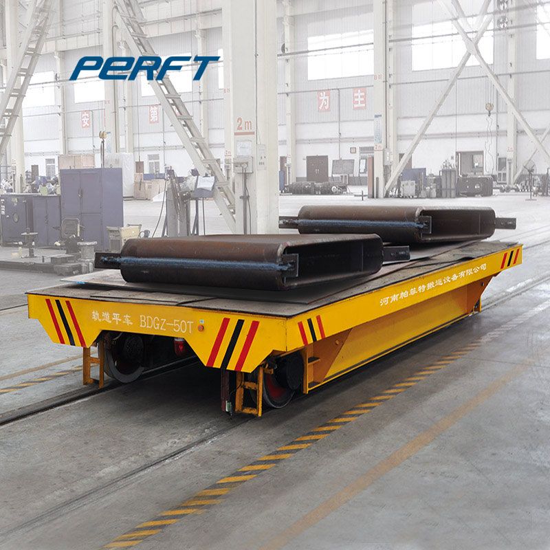 20 ton Steerable Electric Flat Rail Transfer Cart with Rail Guided Vehicle for plant material transport