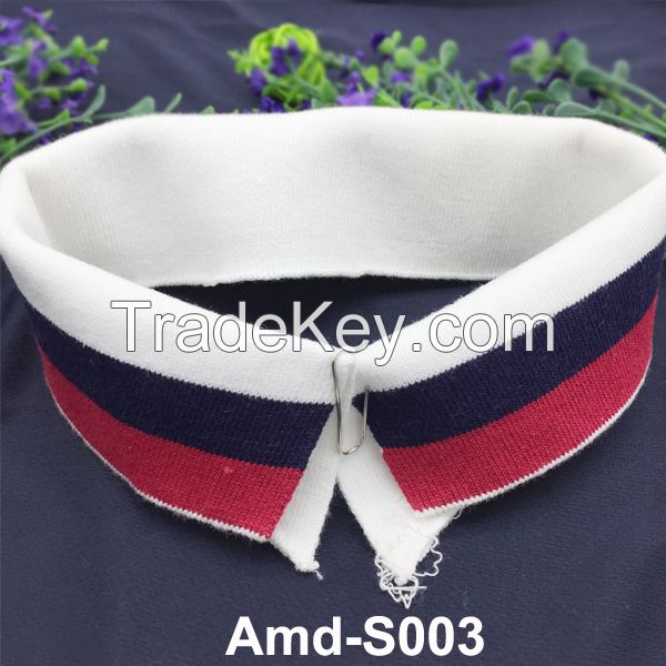 Customized rib knit trimmings stripes collar cuffs for jersey jacket