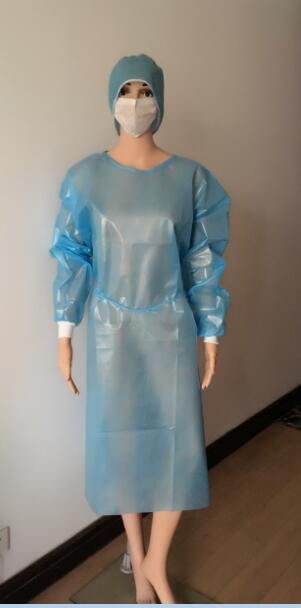 Non Woven Isolation Gown with PE coated, waterproof surgical gown medical protective gown