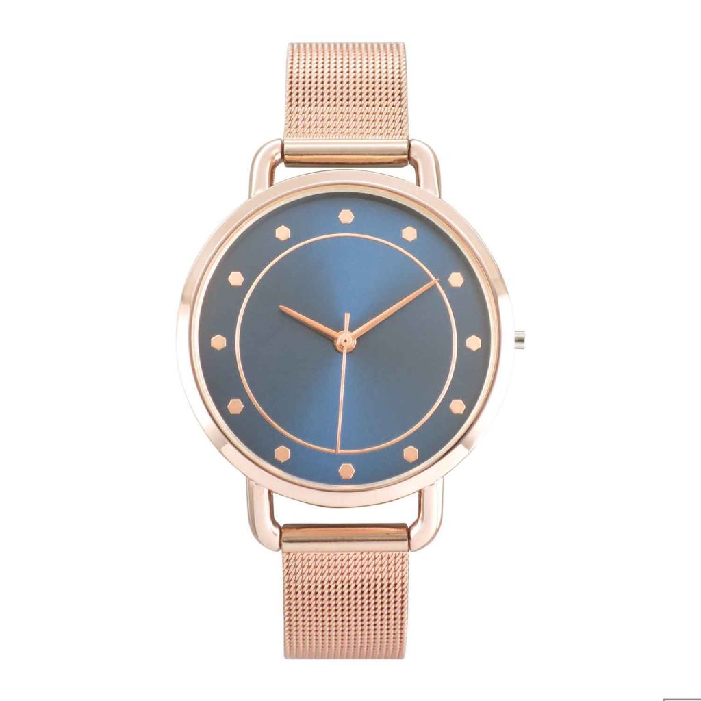 2018 Factory Price IP Rose Gold IP  3 atm Water Resistant Mesh Band After Rhinestone Watch for Women.