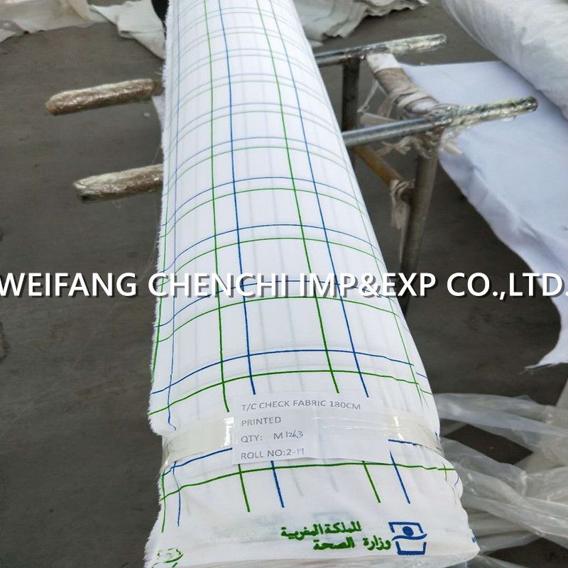 T/C65/35 20x20 60x60 180cm print for hospital fabric packed by roll