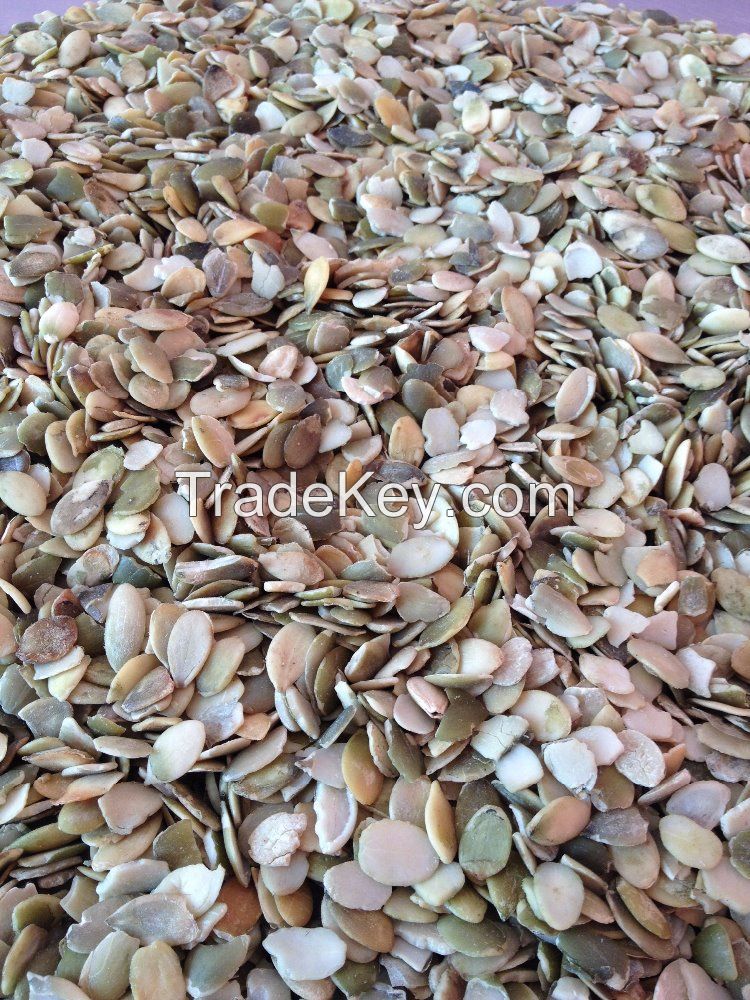 broken pumpkin seeds kernel shine skin