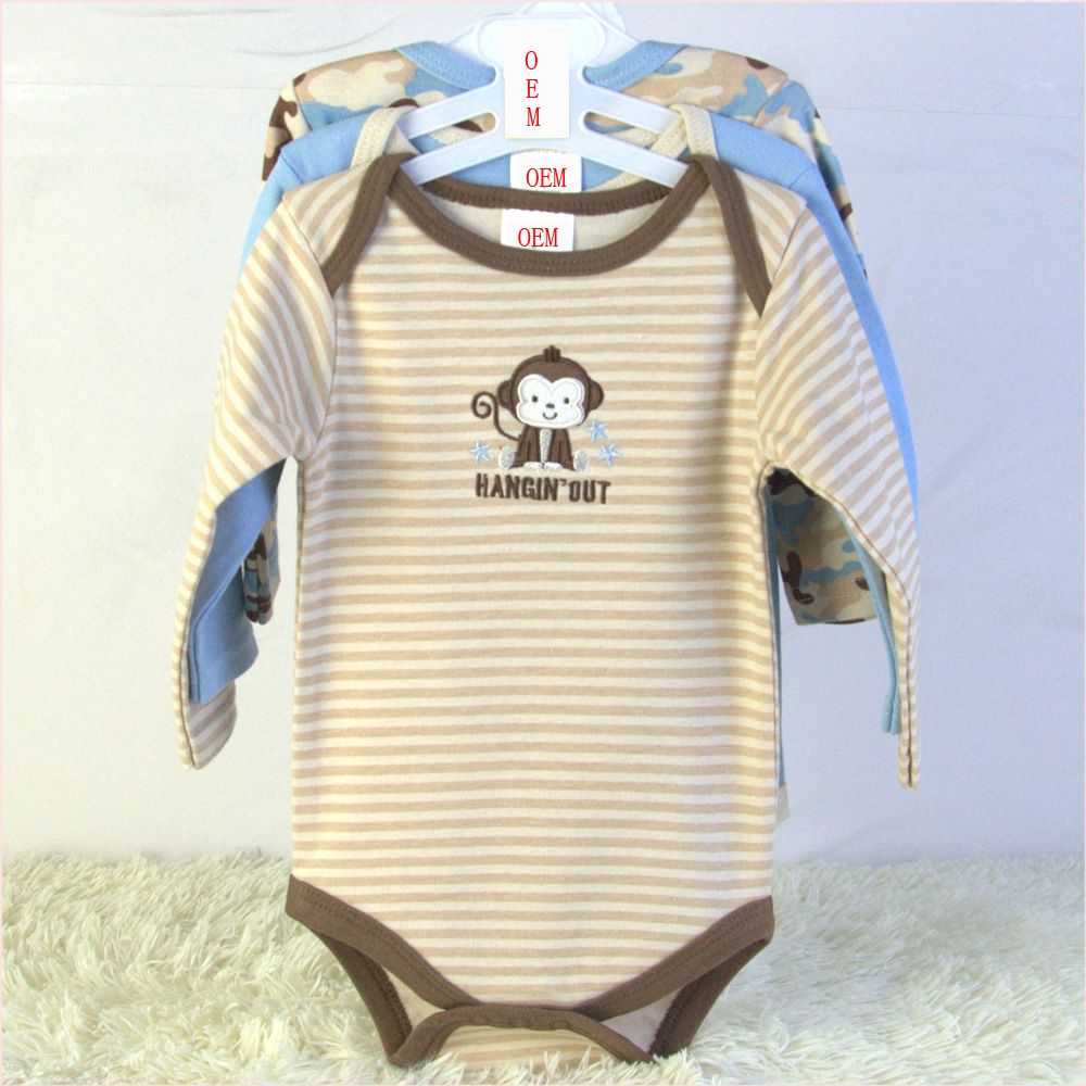 baby 3 pack long sleeve bodysuits OEM order China baby clothing factory