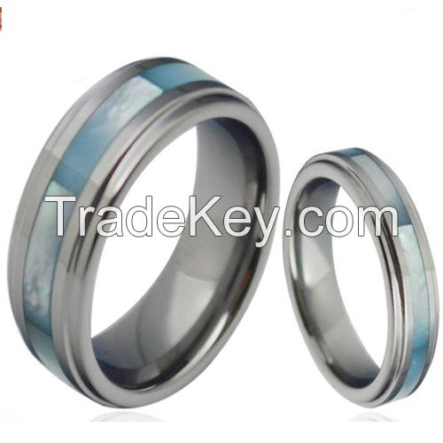 Tungsten Carbide Wedding Band Ring with Shell