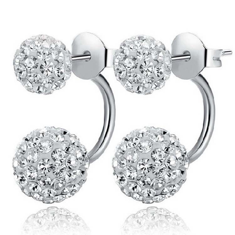 Women Jewelry Double Ball Rhinestone Crystal Stud Earrings(EEBALL02)