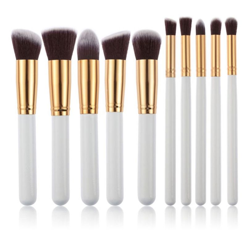 New Arrive 10 pcs Synthetic Kabuki Makeup Brush Set Cosmetics Foundation Blending Blush Makeup Tool