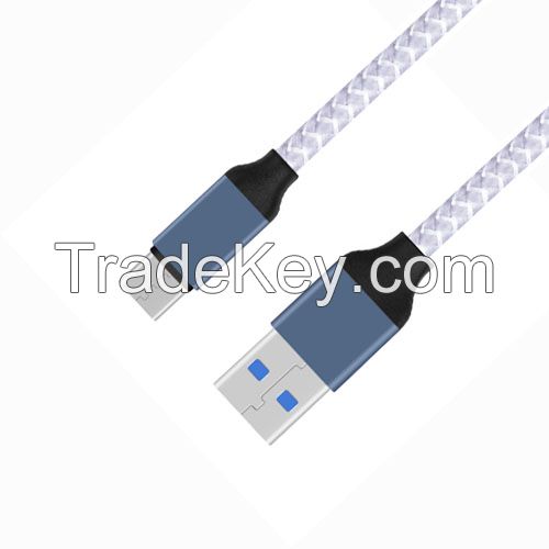 Fabric braided USB3.0 A to USB3.1 C Data Cable with Metal Case for Laptop/NB Device
